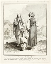 Women of the People, plate six from Divers Habillements des Peuples du Nord, 1765. Creator: Jean Baptiste Le Prince.