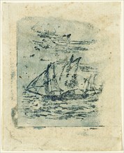 A Vessel Under Sail, c. 1847. Creator: Jean Francois Millet.