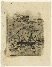 A Vessel Under Sail, c. 1847. Creator: Jean Francois Millet.