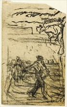 Sketches, Fragment: Peasant Seated at the Foot of a Tree, after 1863. Creator: Jean Francois Millet.
