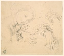 Sheet of Studies with the Head of the Fornarina and Hands of Madame de Senonnes, 1814/16. Creator: Jean-Auguste-Dominique Ingres.