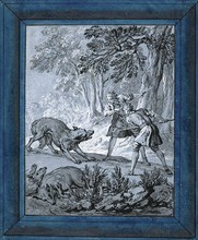 Men Attacking Wolves ("Rien de Trop III"), 1732. Creator: Jean-Baptiste Oudry.