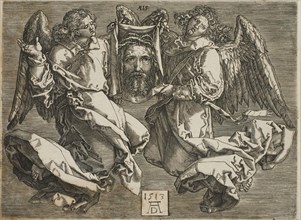 Sudarium Displayed by Two Angels, c. 1568. Creator: Jan Wierix.