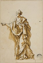 Standing Female Figure Pointing to Left, n.d. Creators: John Michael Rysbrack, Sir James Thornhill.
