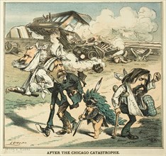 After the Chicago Catastrophe, from Puck, 1880. Creator: Joseph Keppler.