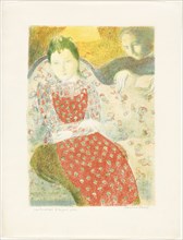 On the Pale Silver Sofa, plate ten from Love, 1898, published 1899. Creator: Maurice Denis.