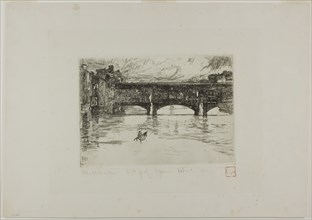 Ponte Vecchio, destroyed plate, 1880. Creator: Otto Henry Bacher.