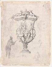 Figure Studies Around an Engraving of an Ornamental Vase, 1870/72. Creator: Paul Cezanne.