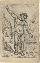 Bather With Outstretched Arms (recto); Study of a Tree (verso), 1874/77. Creator: Paul Cezanne.