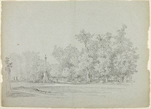 View of the Park st Versailles: Landscape with Memorial Column and Grove of Trees, n.d. Creator: Pierre Antoine Mongin.