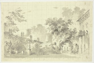 View of the Park at Versailles: Statues and a Fountain, n.d. Creator: Pierre Antoine Mongin.