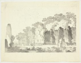 View of the Park at Versailles: Trees and Statuary, n.d. Creator: Pierre Antoine Mongin.