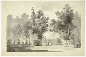 View of the Park at Versailles: Arch of Ladders with Plants; Statuary, n.d. Creator: Pierre Antoine Mongin.