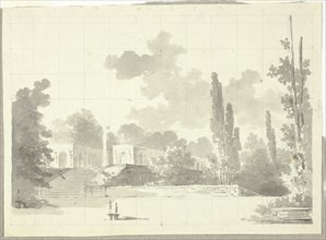 View of the Park at Versailles: Stairway to Terrace with Temple and Column, n.d. Creator: Pierre Antoine Mongin.