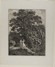 Woodland Landscape with an Elegant Couple Walking Beneath an Oak, 1796/1800. Creator: Carl Wilhelm Kolbe the elder.