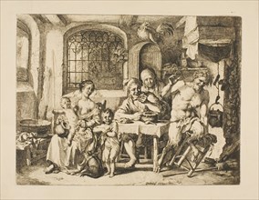 Satyr in a Peasant's House, in the Style of Jordaens, 1739. Creator: Christian Wilhelm Ernst Dietrich.