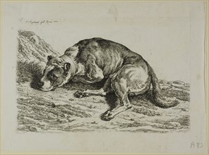 Dog Laying Down, from from Die Zweite Thierfolge, 1799/1803. Creator: Johann Christian Reinhart.