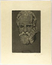 Self-Portrait with Fist to Face, 1918. Creator: Max Klinger.