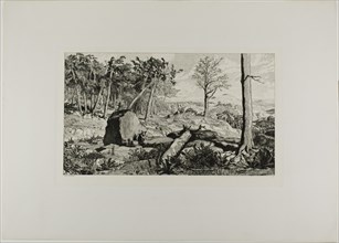 Simplicius in the Solitude of the Forest, plate ten from Intermezzos, 1881. Creator: Max Klinger.