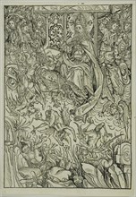 The Fall of Lucifer and the Rebel Angels (verso); The Gathering of the Angels (recto)..., 1491. Creator: Michael Wolgemut.