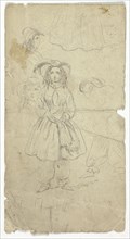 Sketches of Young Girl (recto); Sketches of Banjo Player (verso), n.d. (recto); 1800/1899 (verso). Creator: Unknown.