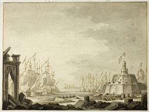 Malta, Harbor of Valletta, 1695. Creators: Abraham Storck, Willem Schellinks.