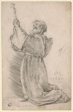 Kneeling Monk Holding a Crucifix, 1630. Creator: Cornelis Saftleven.