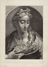 Athena, from Cabinet Reynst; Variarum imaginum a celeberrimis artificibus pictarum..., c. 1650. Creator: Cornelis de Visscher.