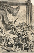 Study for Simeon and Levi Slay the Sichemites, from Figures de la Bible, c. 1728. Creator: Gerard Hoet.