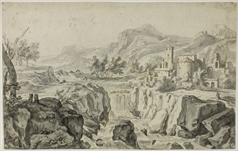 Italianate Landscape with Waterfall and Buildings, n.d. Creator: Gerit Rademaker.