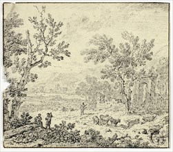 Landscape with Goats, Goatherd and Ruins, n.d. Creator: Jan van Huysum.