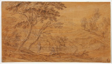 Landscape with Figures by a Stream, n.d. Creator: Johannes Glauber.