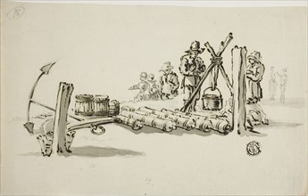 Men with Cannons, Kegs of Powder and an Anchor, n.d. Creator: Willem van de Velde I.