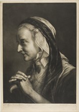 Old Woman Leaning on a Cane, from Life-Sized Heads, 1760. Creator: Thomas Frye.