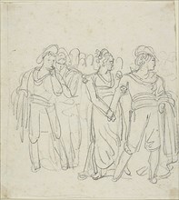 Brigand Chief Held Back By a Woman (recto); Sketch fo Two Figures in a...(verso), 1801/35. Creator: Bartolomeo Pinelli.