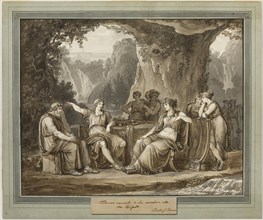 Telemachus Relates His Adventures to the Goddess Calypso, from The Adventures..., 1808. Creator: Bartolomeo Pinelli.