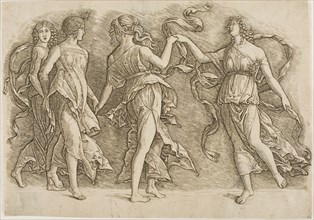 Four Women Dancing, c.1497. Creator: School of Andrea Mantegna.
