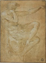 Seated Male Nude with Outstretched Left Arm, n.d. Creator: Unknown.