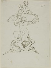 Fountain with Satyr and Putto (recto); Punchinello (verso), n.d. Creator: Unknown.
