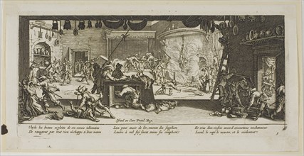 Plundering a Large Farmhouse, plate five from The Large Miseries of War, n.d. Creator: Gerard van Schagen.