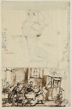 People at a Table (recto), and Study for Cottage Toilet (verso), c.1825. Creator: David Wilkie.
