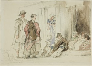 Figures near Doorway, 1825/30. Creator: David Wilkie.