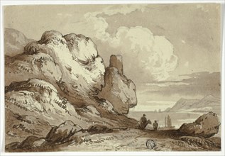 View of Lake with Cliffs in Foreground, n.d. Creator: James Robertson.