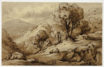 Mountainous Landscape with Two Figures in Foreground, n.d. Creator: James Robertson.