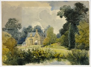 Manor House Seen from Pond, 1800-1899. Creator: Unknown.