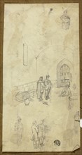 Scene in Prison Cell with Sketches of Other Figures, n.d. Creator: Unknown.