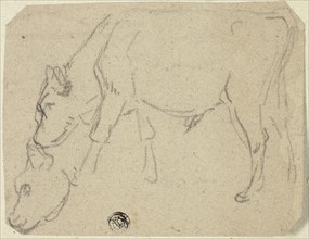 Sketches of Grazing Bull, Cow's Head (recto); Seated Cow in Profile (verso), n.d. Creator: Unknown.