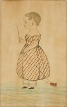 Standing Girl in Profile to Left with Whip and Toy Sleigh, n.d. Creator: Unknown.