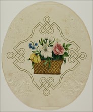 Basket of Flowers in Printed Embossed Borders, n.d. Creator: Unknown.