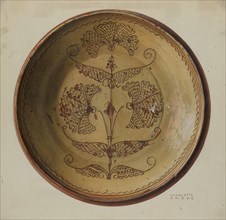 Pa. German Pie Dish, c. 1940. Creator: Charlotte Angus.